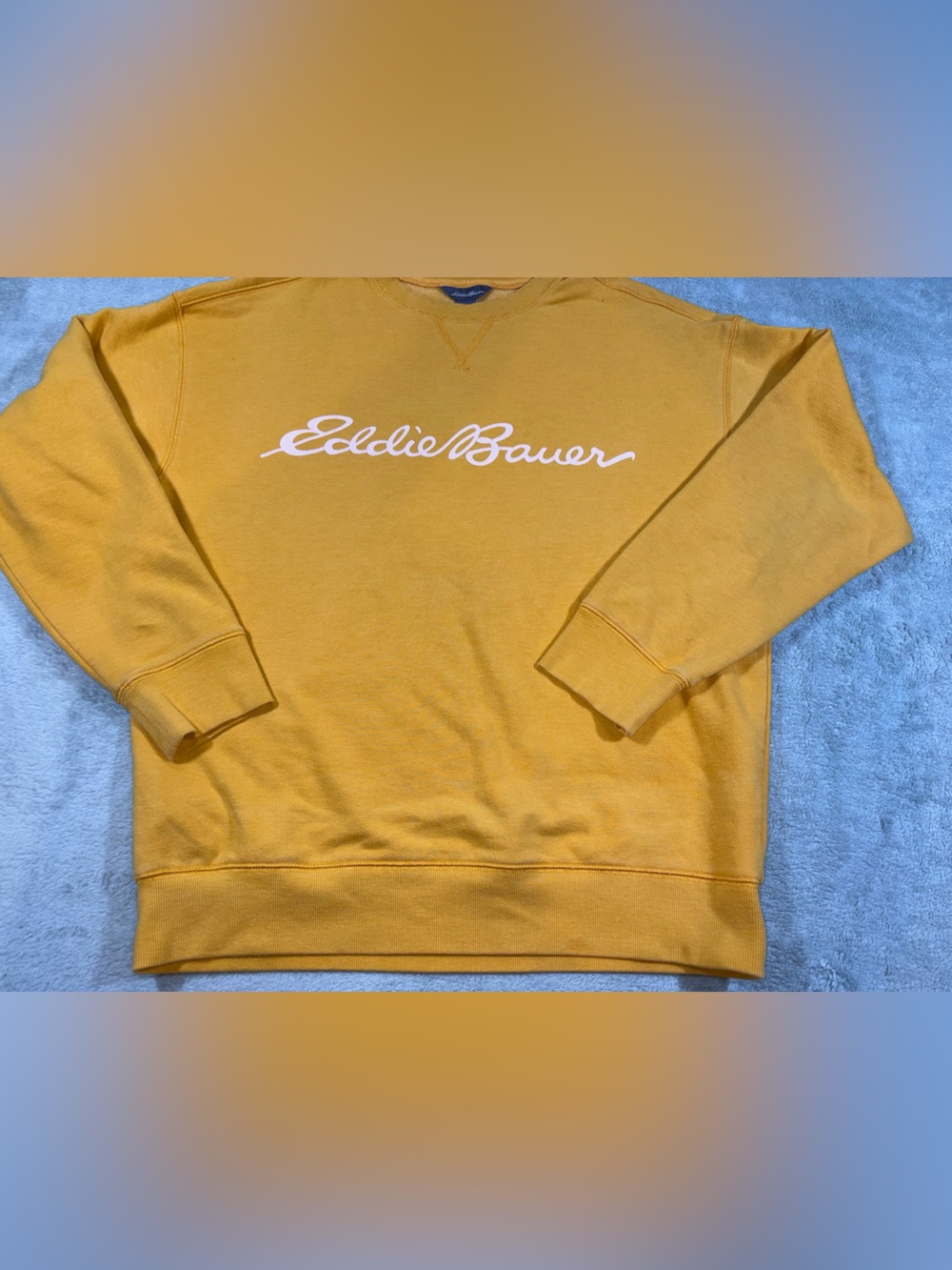 Vintage Eddie Bauer Script Logo Crewneck Sweatshirt Yellow Women's Small